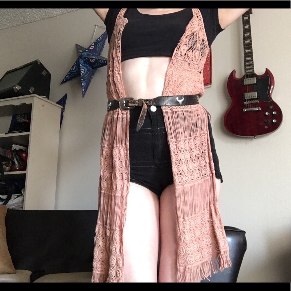 ONE OF A KIND Crocheted Long Cardigan